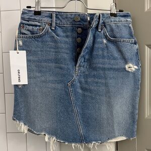 GRLFRND Rhoda Distressed Denim Skirt